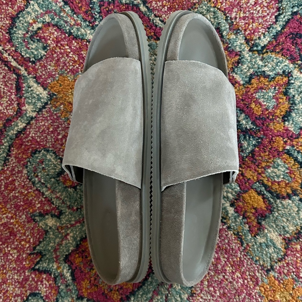 Vince | Men’s ‘Smoke’ Grey Suede Velcro Del Rey Classic Slide Sandals, size 8.5 - Picture 6 of 16